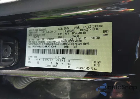 2024 Ford F-150 Xlt from USA, damaged, VIN 1FTFW3LD2RFA73003